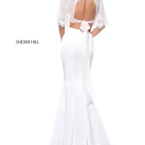 Sherri Hill Ivory Lace Bridal Topper Shrug Size 4 Open Back Wedding Lace Bolero thumbnail 3