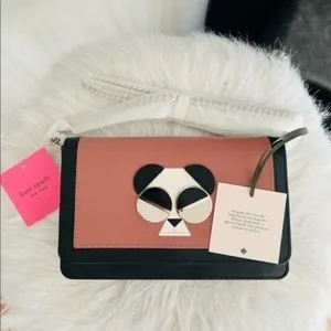 Kate‎ Spade Gentle Panda Crossbody Leather Wallet Bag, Pink/Black, NWT thumbnail 11