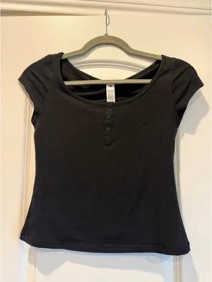 Lululemon Black Henley Top thumbnail 2