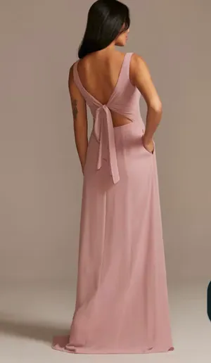David’s Bridal Chiffon Tank Scoop Neck Dress in Steel Blue - Size 4 (4P) thumbnail 2