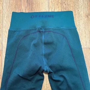Aerie OFFLINE Seamless Waffle High Waisted‎ Leggings Dark Green Textures Size M thumbnail 9