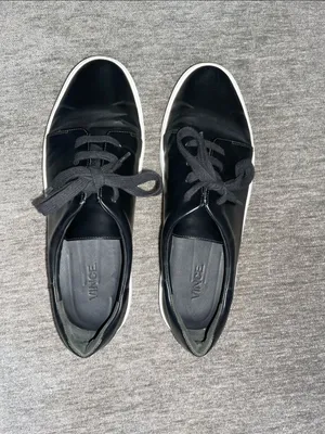 Vince Black Leather Sneakers Size 9 thumbnail 7