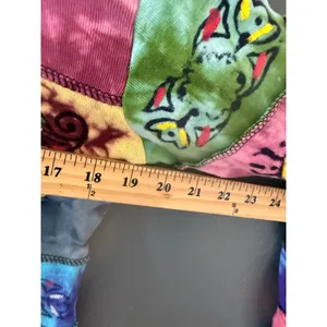 Nepal Cotton Patchwork Tie Dye‎ Long Sleeve Top Om Symbols Boho Hippie Womens L thumbnail 6
