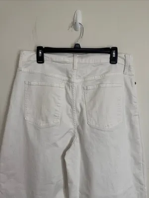 Banana Republic Factory Relaxed Hi-Rise Pleated Wide-Leg Jeans Pure White sz 31 thumbnail 7