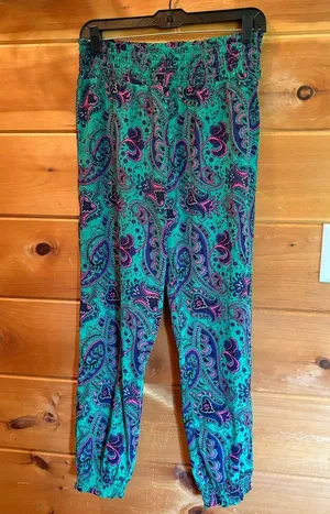 Aerie Paisley Jogger style Pants in Green and Pink size M thumbnail 1