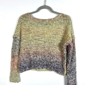 Abercrombie Fitch Oversized Cropped Cable‎ Knit Sweater Women Size S Multi Color thumbnail 5
