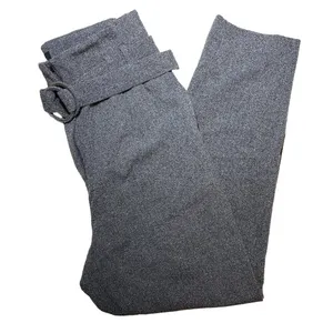 Express Gray Paperbag Waist Ankle Pants | High Rise Belted | Size 8 thumbnail 2
