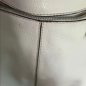 White Leather Shoulder Bag - Classic Women's Tote thumbnail 4