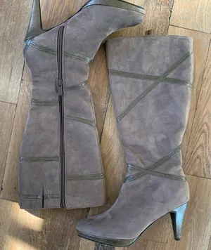 Impo Sport Grey Faux Suede Turner Tall Heeled Knee high Boots Size 8.5 thumbnail 1