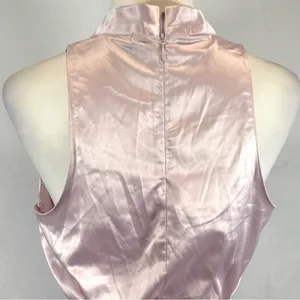 Venus light pink satin mock neck peplum top size 4 thumbnail 4