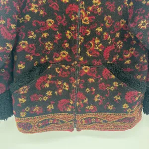 IVY Tapestry Full Zip Jacket Black Red Paisley Pockets Mock Neck Size Medium thumbnail 5