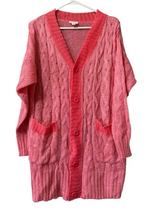 LulaRoe Women Size Small Button‎ Down Cardigan Sweater V Neck Pink Knit Acrylic thumbnail 1