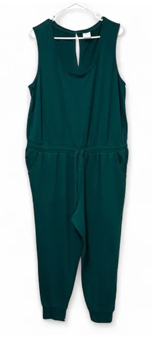 Everest Green Sleeveless Sweatpant Jumpsuit thumbnail 1