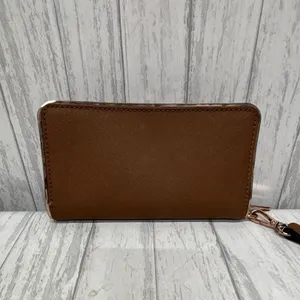 Michael Kors Brown Zip-Around Wristlet Wallet w/ Logo, Wrist Strap, Card Slots thumbnail 2