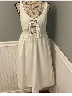 Who What Wear White Lace-Up Midi Sundress thumbnail 5