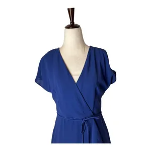 Adrianna Papell Dress Women 2 Blue Ruffle Faux Wrap‎ Mini Cocktail Party Career thumbnail 4