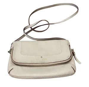 Kate‎ Spade Crossbody Bag Pebbled Leather Gray Zipper Flap Small Preppy Chic thumbnail 1