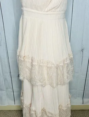 NWT Just Me Women's Pink Lace Ruffle Tiered Boho Sleeveless Pleated Dress Size M thumbnail 10