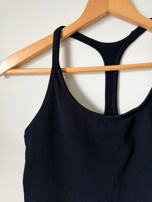 Athleta Black Ribbed Racerback Tank Top thumbnail 2