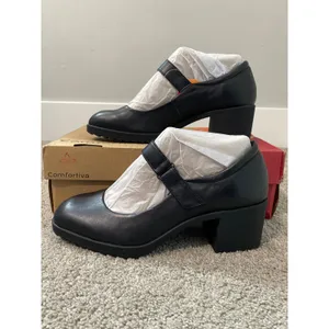 New Comfortiva Hayes Black Leather Mary Jane Heels Size 10 thumbnail 2