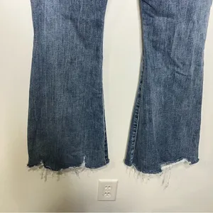 Kancan high‎ rise super flare jeans raw hem women’s size 30 trendy distressed thumbnail 7