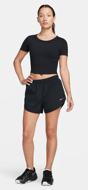 Nike One Fitted Women's Dri-FIT Short-Sleeve Cropped Top BLACK Small NWT thumbnail 1