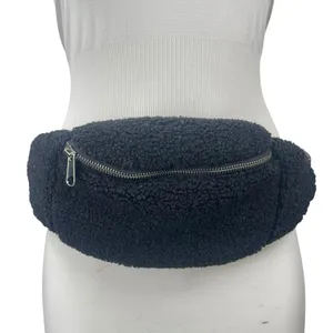 GAP Women's Black Faux Sherpa Fur Fanny Pack Adjustable Sling Borg Bum Belt Bag thumbnail 4