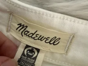 Madewell Curvy Emmett Wide Leg Jeans White Size 27 Crop Raw Hem thumbnail 3