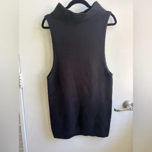 Free People Black Funnel Neck Sleeveless Sweater‎ Tunic XS chic minimalist thumbnail 2