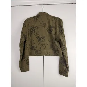Element‎ Botanical Floral Olive Corduroy Zip Cropped Jacket F241647 Medium NWT thumbnail 2