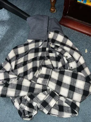American Eagle Cropped Flannel Hoodie thumbnail 1
