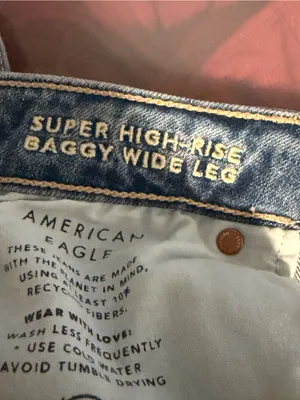 American Eagle Outfitters super high rise baggy wide leg blue jeans thumbnail 5