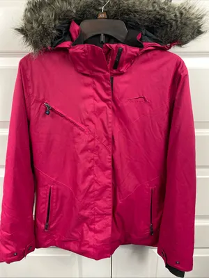 Ski Snow Waterproof Jacket Furry Hood Pink Women’s Small Lined Double Layer thumbnail 1