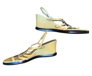 Stuart Weitzman Strappy Tortoiseshell & Leather Wedge Sandals 6.5 thumbnail 7