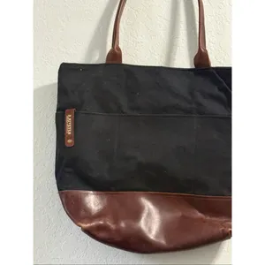 R. Riveter Black Canvas/Brown Leather Crossbody Shoulder Large Tote Bag USA Made thumbnail 2