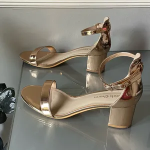 Heels Charm Gold Block Heel Sandals Size 10 thumbnail 4