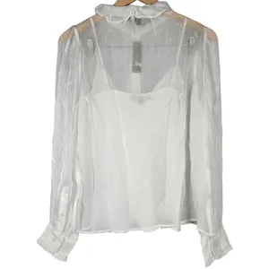J. Crew Ruffle button-up shirt in crinkle chiffon‎ in Ivory 0 thumbnail 2