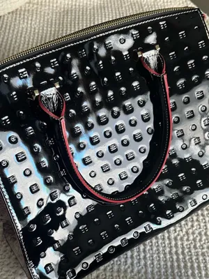 Arcadia Black Patent Satchel with PinkTrim thumbnail 1