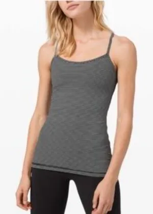 Lululemon Black & Gray Striped Sleeveless Athletic Sport Tank Top 4 thumbnail 1