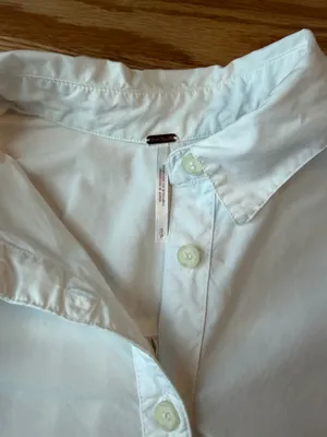 Free People Cotton Brown Eyed Girl White Poplin Ruched Tie Sleeve Shirt S thumbnail 2