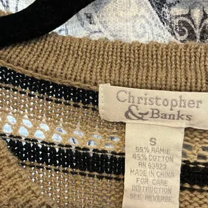 Christopher & Banks Tan And Black Stripe Button Front‎ Cardigan Size Small thumbnail 4