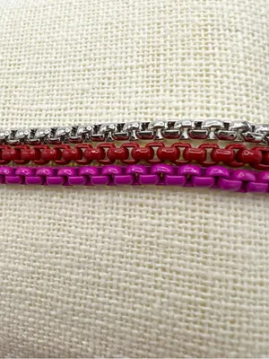 NWT On 34th 3 Piece Enamel Coated Link Bracelets Red thumbnail 3