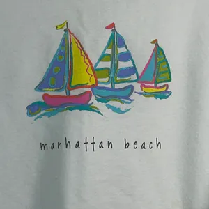Fresh Produce Manhattan Beach White Sailboat Graphic Sweatshirt XL Made in USA thumbnail 6