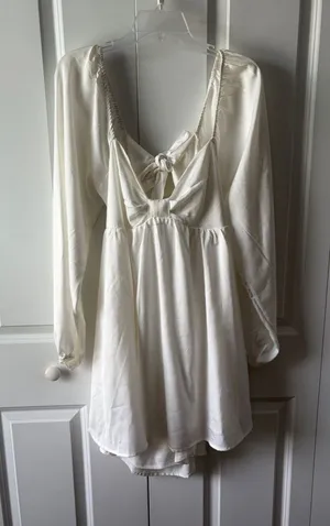 Altar'd State Cream Satin Tie-Front Babydoll Dress Size XL thumbnail 1