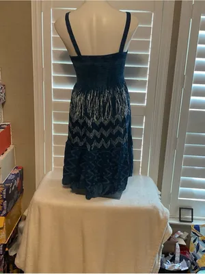 India Boutique Navy Smocked Midi Dress thumbnail 4
