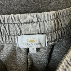 Lazy Sunday Women Grey Mineral Wash Wide Leg Pintuck Sweatpants Size M thumbnail 3