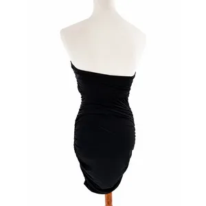 SheIn NWT Women’s Black Strapless Ruched Bodycon Mini Dress Size Small thumbnail 2