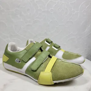 Lacoste Womens Vito Driving Shoe 9 Green White Leather Suede Hook & Loop Sneaker thumbnail 4