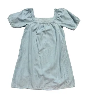 Old Navy Chambray Dress Womens S Light Blue Excellent Puff Sleeve Square Neck thumbnail 1
