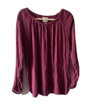 Knox Rose Womens Size Large Purple Rayon Gauze Flowy Blouse Top thumbnail 1